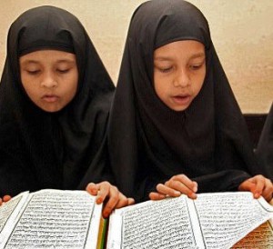 two Saudi girls in school